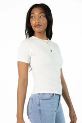 Everyday Essential Ivory Ribbed Crew Neck Tee