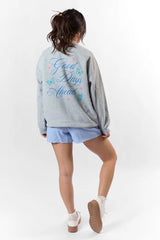 Good Days Ahead Light Grey Oversized Graphic Sweatshirt