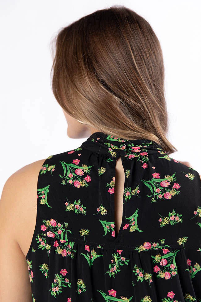 Called It Black Floral Print Mini Dress