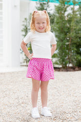 Kid's Errands To Run Pink Checkered High Waisted Athletic Shorts SALE