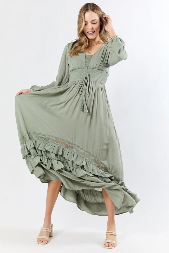 Lucky To Have You Sage Maxi Dress - Coming Soon