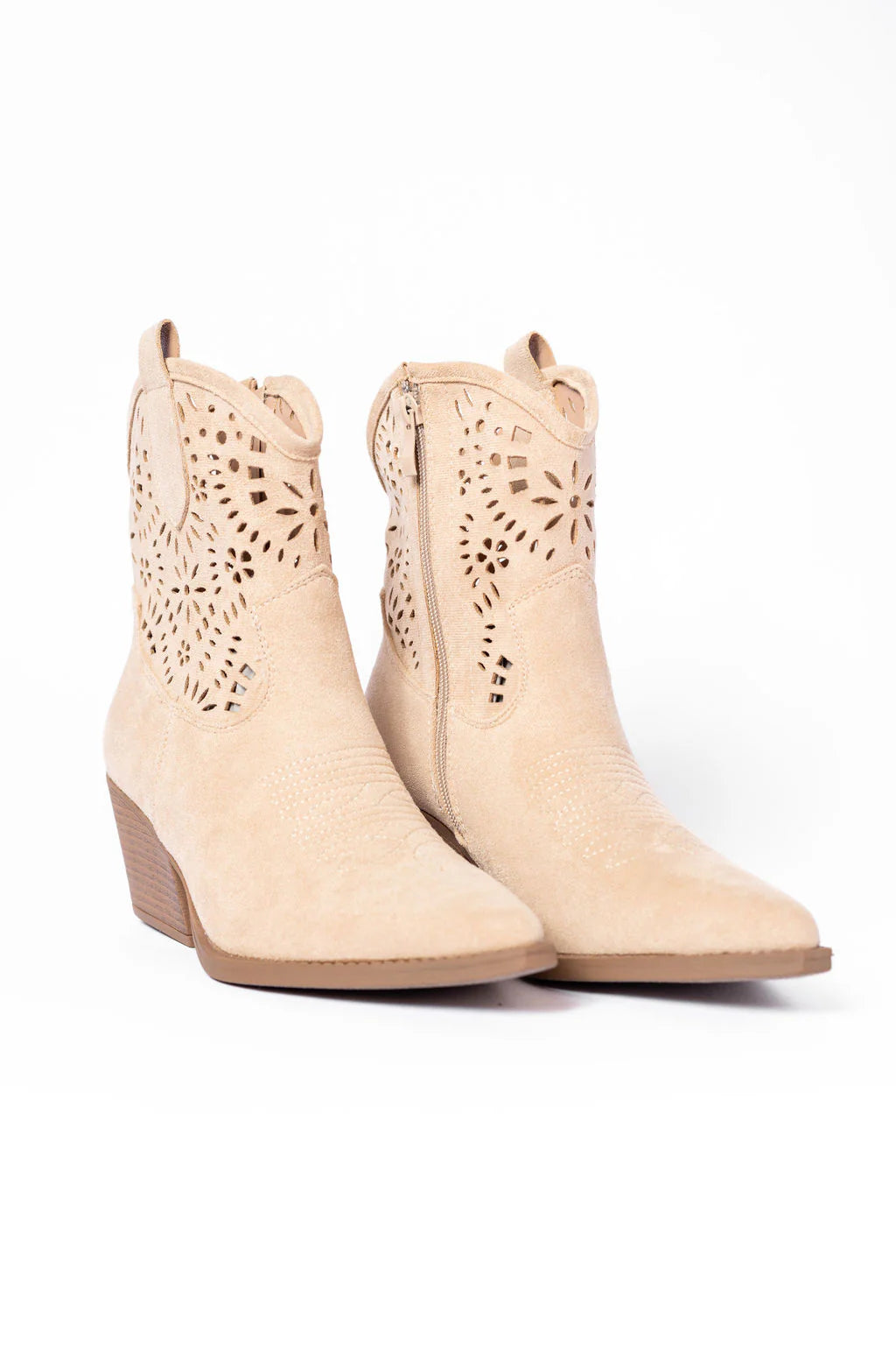 Dakota Beige Cut Out Western Bootie