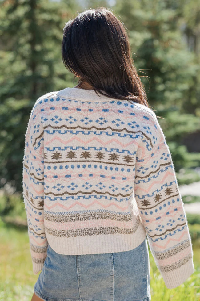 Fair and Square Beige Multi Fair Isle Cardigan