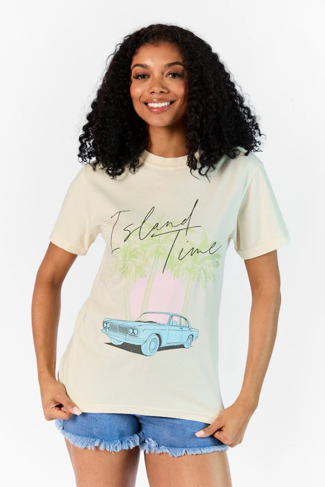 Island Time Ivory Comfort Color Graphic Tee