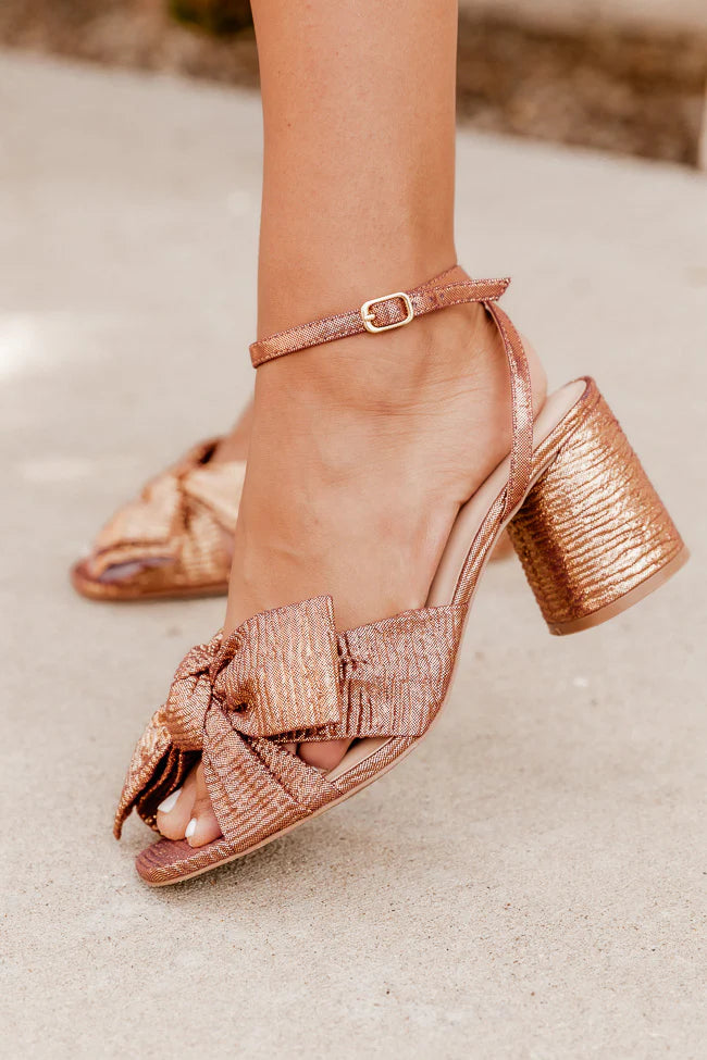 Ainsley Bronze Metallic Bow Tulle Heels FINAL SALE