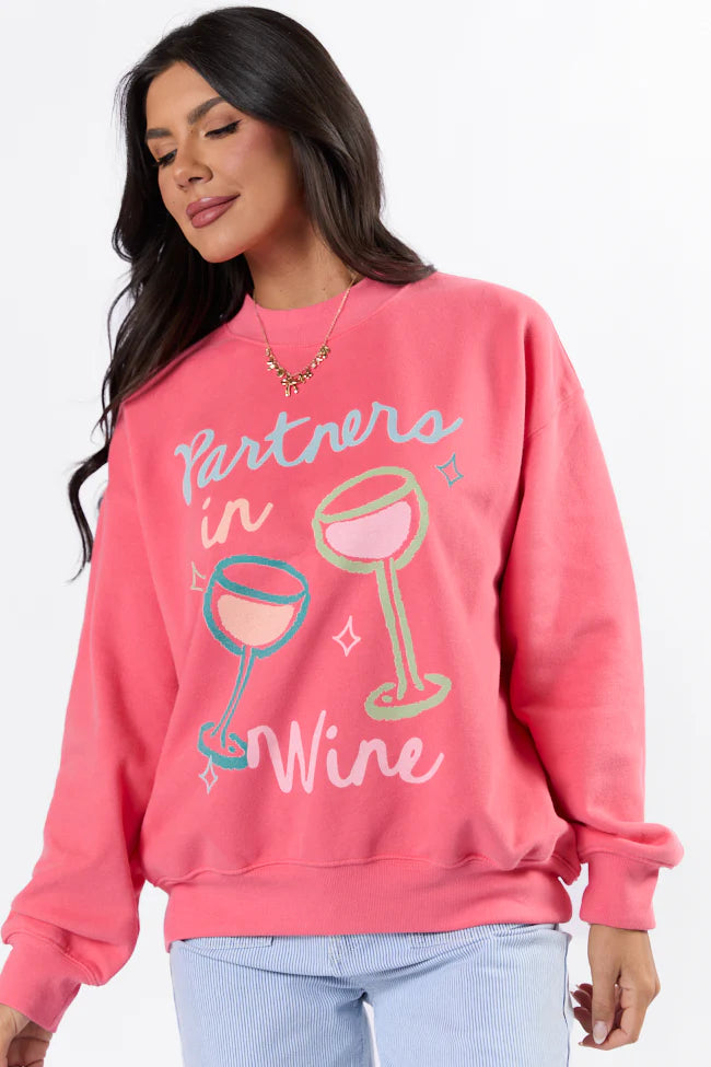 Partners in Wine Light Red Graphic Sweatshirt