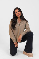 No Competition Taupe Gromet Detail Sweatshirt