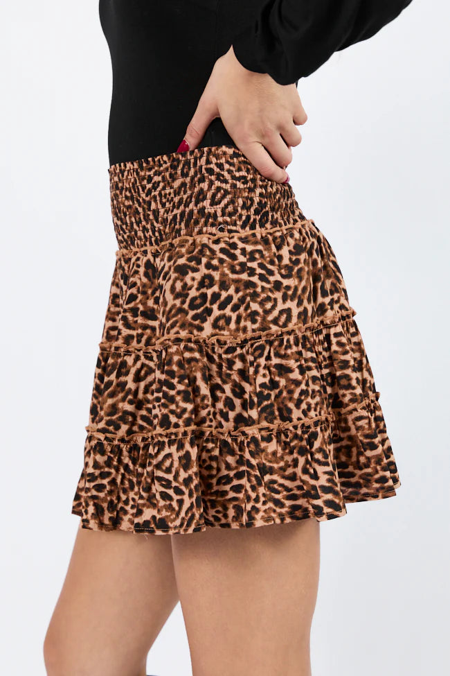 Through The Garden Brown Leopard Mini Skort