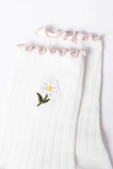 White Daisy Crew Socks