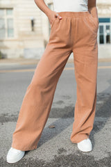 Something Worth Saving Chocolate Acid Wash Pull On Cotton Pants