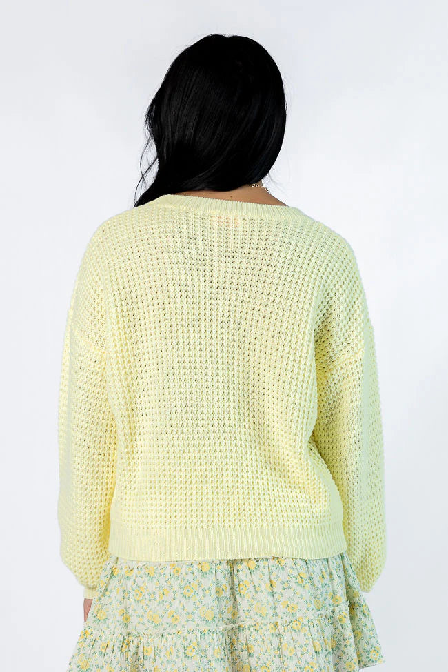 Match My Mood Yellow Textured Crew Neck Sweater