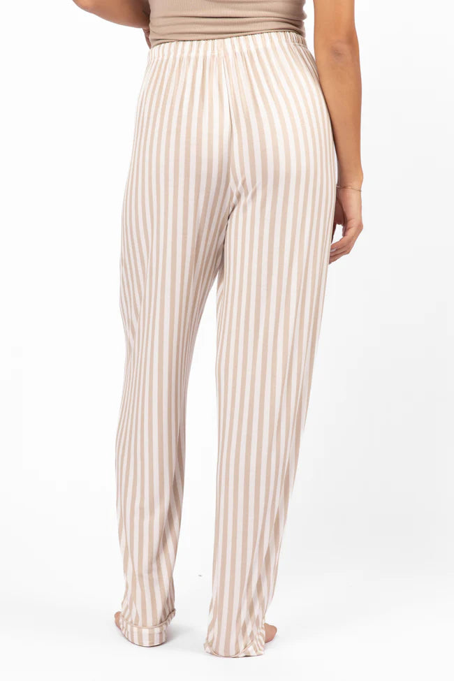 Good To Get Away Neutral Stripe Pajama Pants