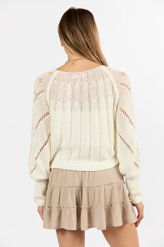 I'm Just Me Ivory Cable Knit Lightweight Sweater