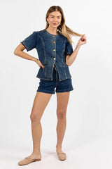 Come As You Are Dark Wash Relaxed Fit Denim Shorts