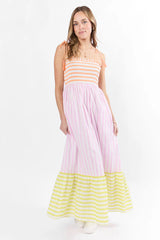 Forever Again Sherbet Striped Color Block Maxi Dress