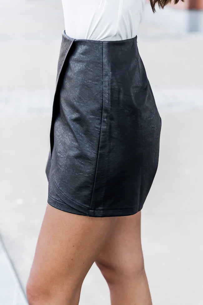 Rockin' Years Black Faux Leather Skort FINAL SALE