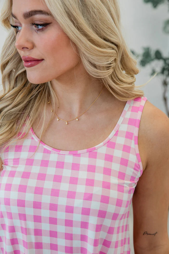 Classic Cuddly Bamboo Pink Gingham Tank Set SALE