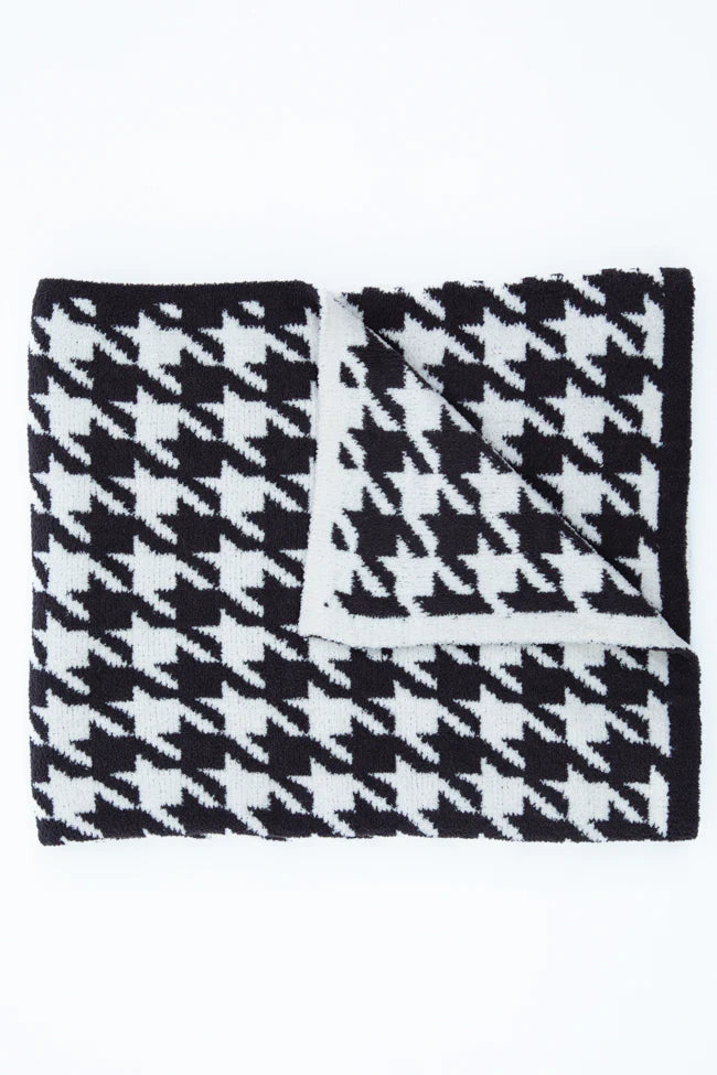 Make Me Believe Black Houndstooth Blanket SALE