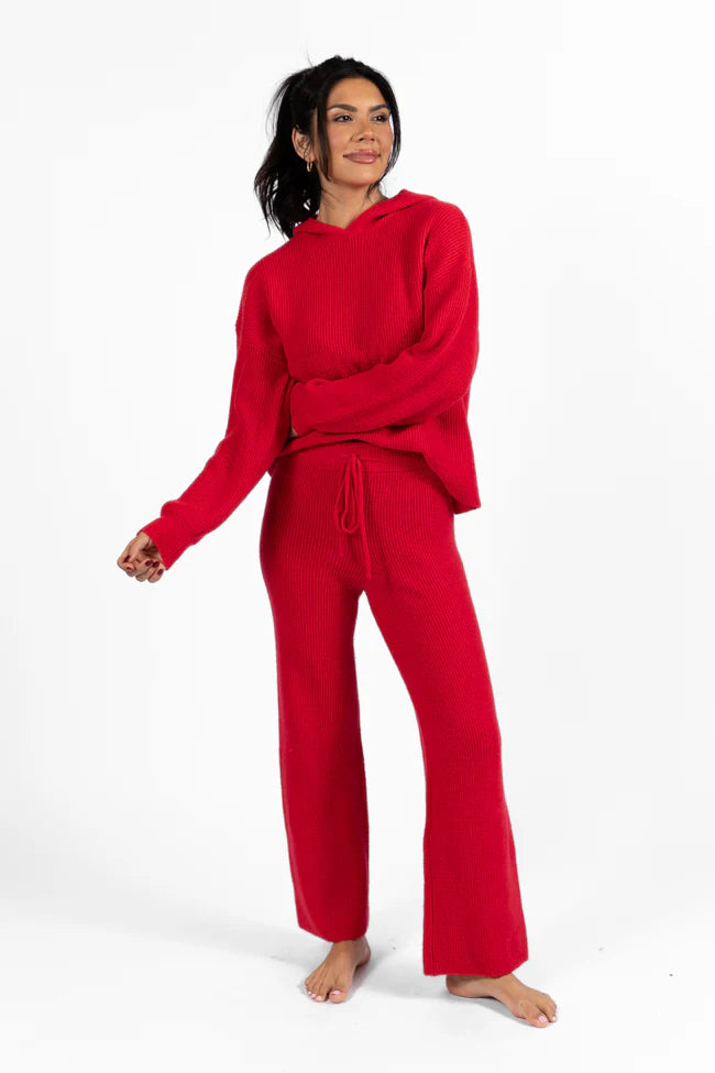 Cloud Chaser Red Sweater Knit Pants