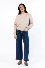 Feels Right Beige Off The Shoulder Ribbed Sweater