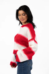 Don't Prove I'm Right Red And Pink Striped Sweater FINAL SALE