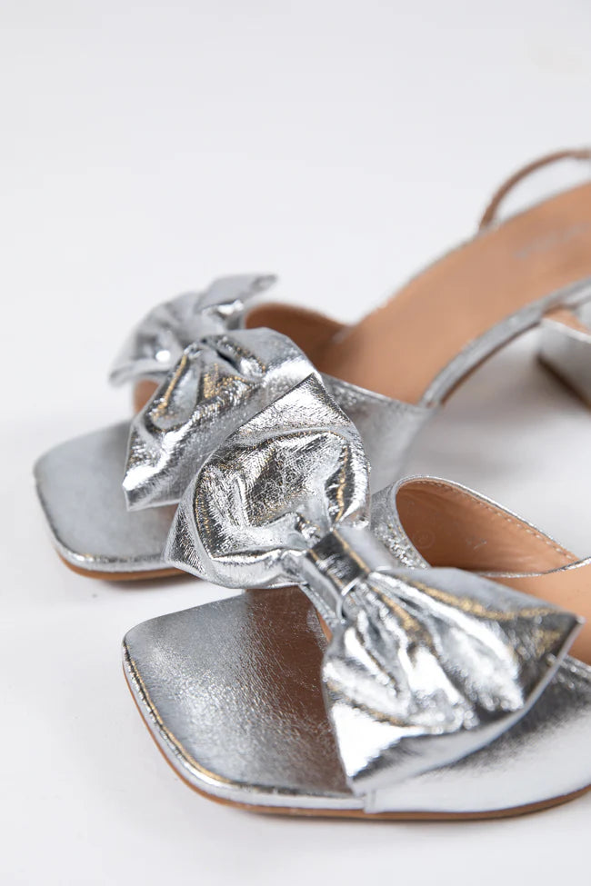 Drew Silver Bow Heels