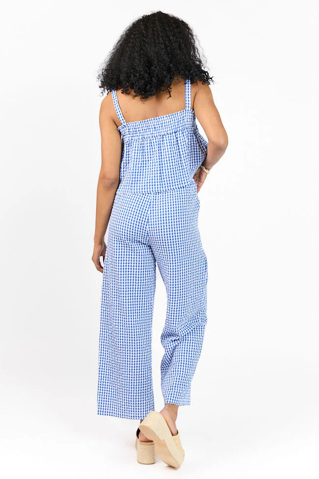 Day's End Navy Gingham Two Piece Pant Set