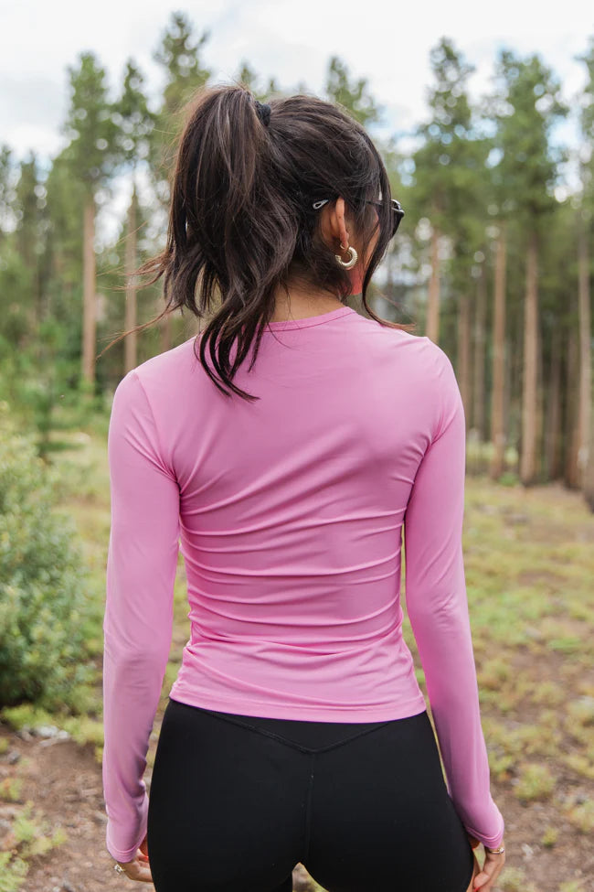 A Lovely Life Pink Fitted Long Sleeve Layering Tee