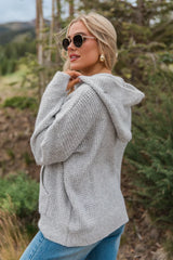 Found Your Love Grey Oversized Waffle Hooded Sweater