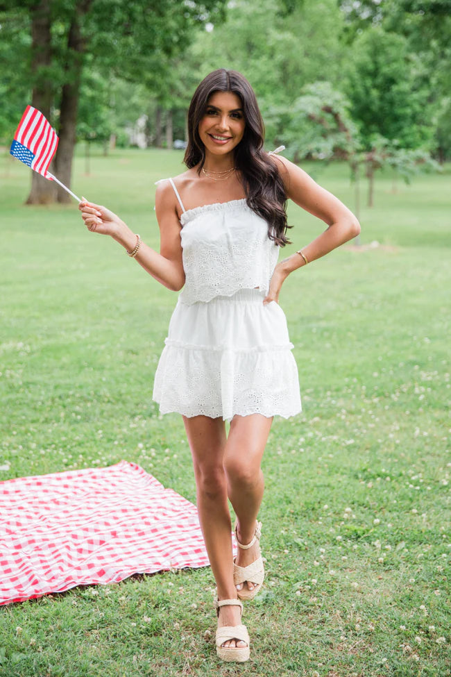 Dockside Dream White Crochet Detail Crop Top SALE