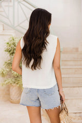 Making Me Blush White Gauze Notched Neck Tank FINAL SALE