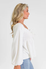 Always Ready Ivory Tie Front Knit Top FINAL SALE