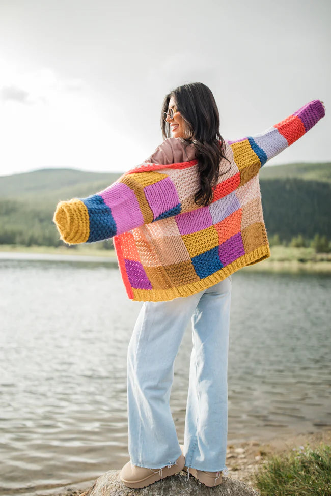 Still Deciding Multi Color Block Cardigan SALE