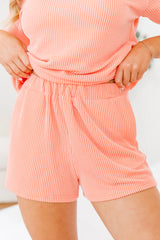 Let's Stay In Orange Ribbed Lounge Shorts SALE