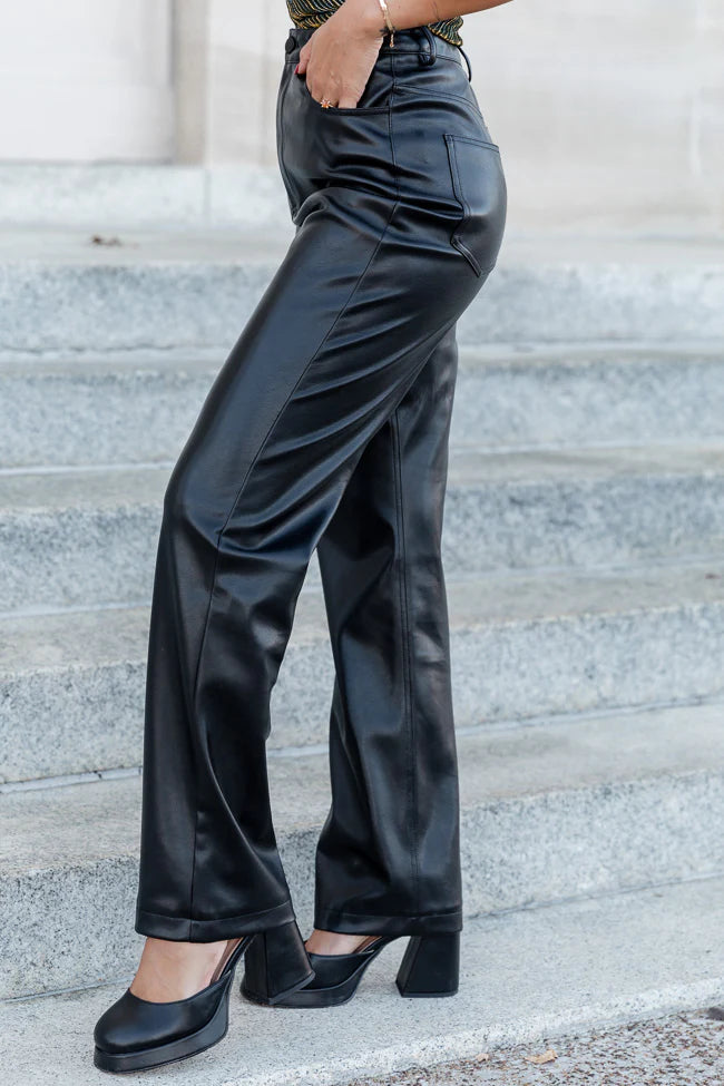 Be True To You Black Faux Leather Straight Leg Pants FINAL SALE