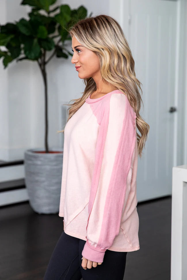 Fall For You Pink Colorblock Top FINAL SALE