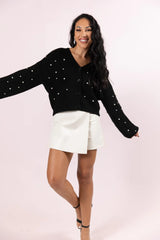 Beautiful Memories Black Pearl Embellished Cardigan FINAL SALE