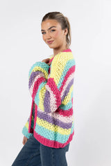 Forgot You Existed Hot Pink Multi Striped Cardigan FINAL SALE