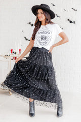 California Dreaming Black Star Tulle Maxi Skirt FINAL SALE