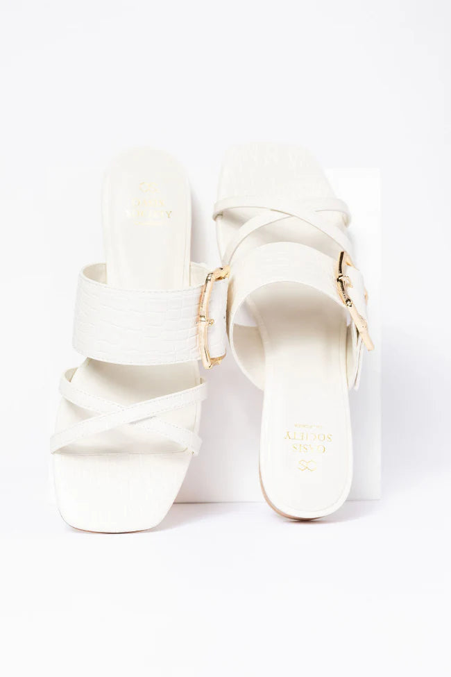 Blaine White Buckle Sandals