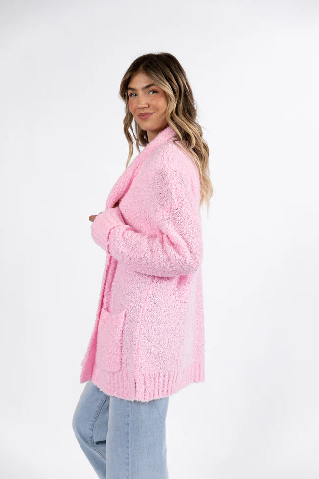 All Time Fav Pink Fuzzy Cardigan