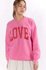 Love Block Pink Oversized Graphic Sweatshirt