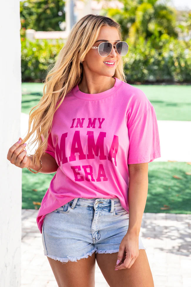 In My Mama Era Hot Pink Oversized Graphic Tee