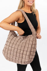 Tan Quilted Carry All Bag