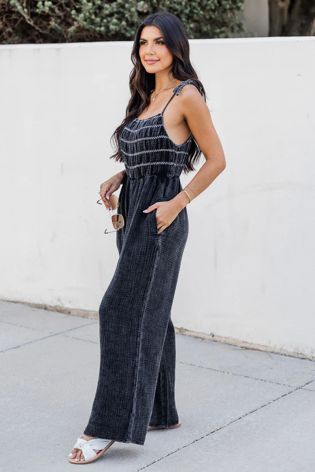 Jump For Joy Black Gauze Jumpsuit FINAL SALE