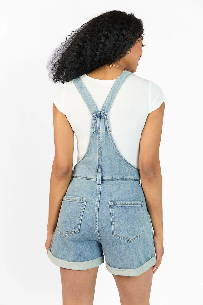 Common Ground Medium Wash Relaxed Fit Cuffed Overalls