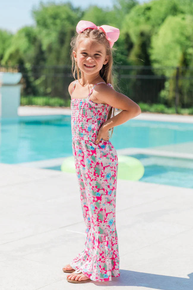 Kid's Aware of This Pink Floral Flare Leg Jumpsuit SALE