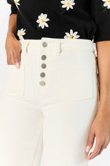 Sutton White Wide Leg Patch Pocket Jeans