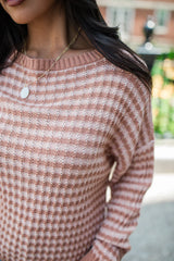 Midnight Dreams Tan And Brown Striped Sweater SALE