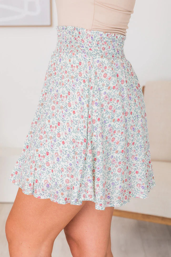 One More Time Ivory/Multi Floral Skirt FINAL SALE